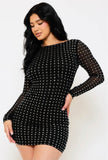 Sarah Rhinestones Dress Black