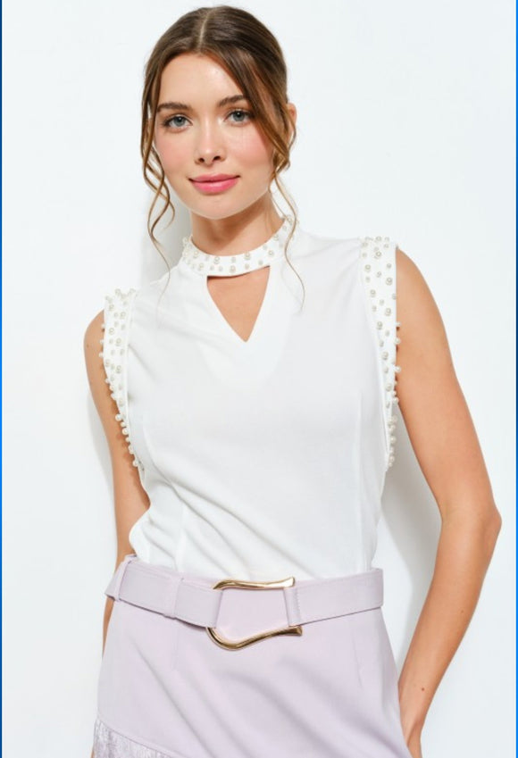 Morgan Pearl Top White