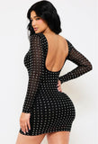 Sarah Rhinestones Dress Black