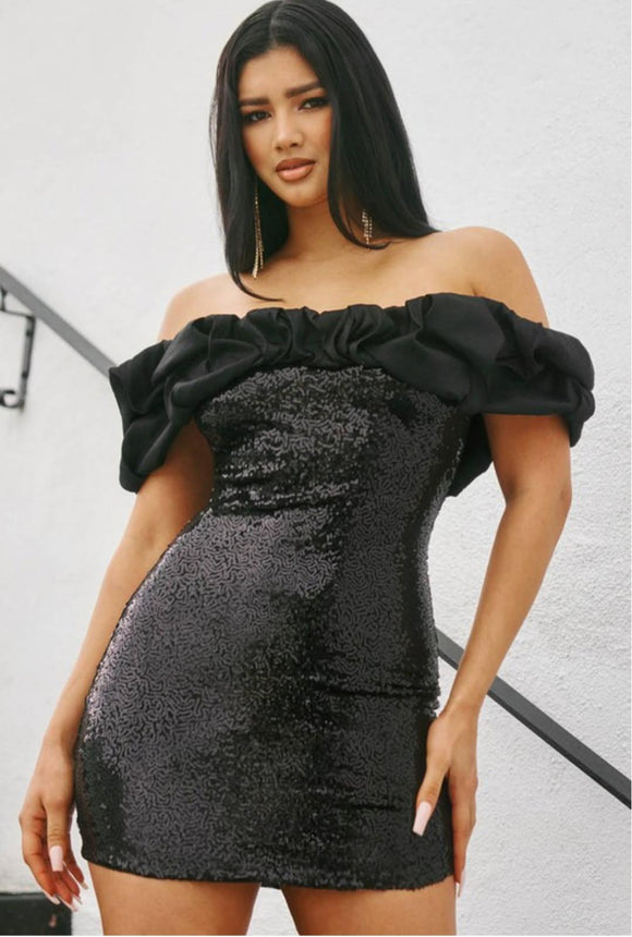 Tory Sequin Dress Black