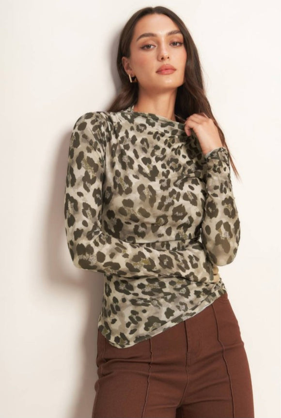 Georgia Leopard Mesh Top