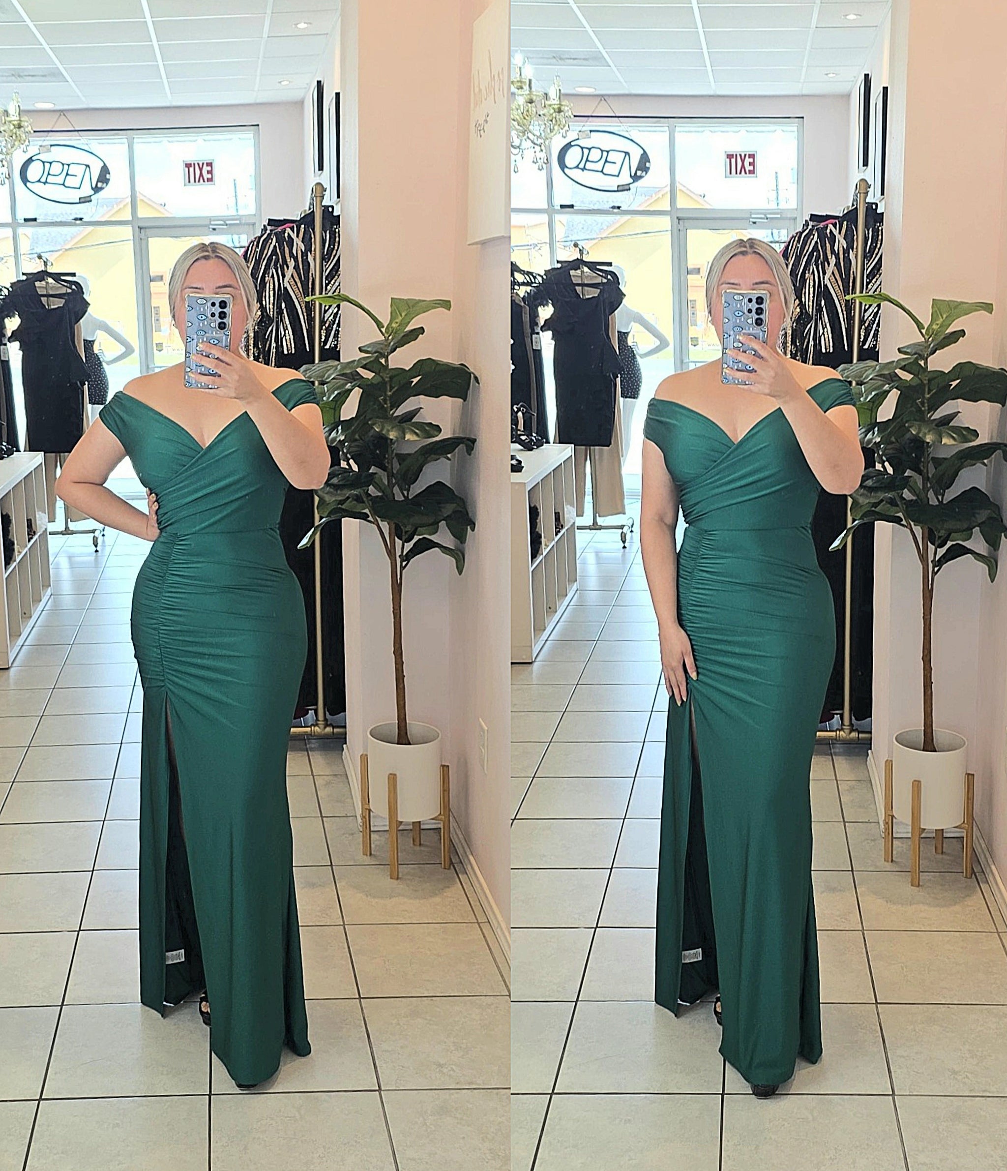 green emerald velvet dress Emilia Dress Small