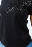 Cleo Flower Tee Black