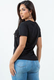 Cleo Flower Tee Black