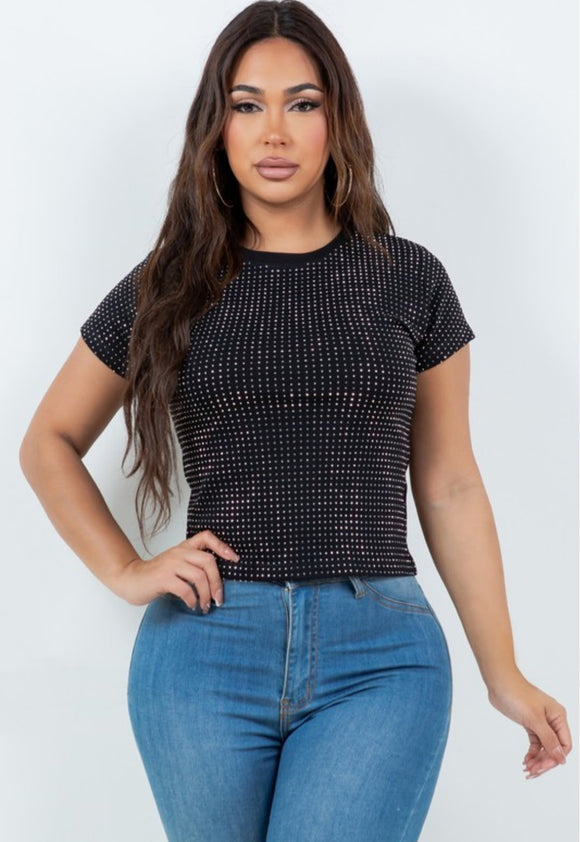 Nova Rhinestones Tee Black