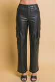 Brittany Cargo Leather Pant Black