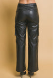 Brittany Cargo Leather Pant Black