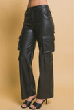 Brittany Cargo Leather Pant Black