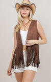 Luna Suede Fringe Vest Brown
