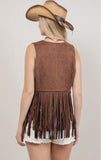Luna Suede Fringe Vest Brown