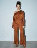 Brenda Satin Set Pant Rust