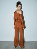 Brenda Satin Set Pant Rust