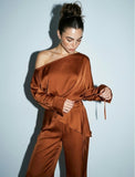 Brenda Satin Set Pant Rust