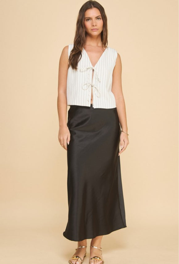 Aracely Satin Skirt Black