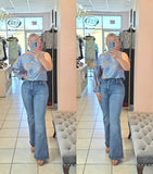 Kasey Satin Top Blue