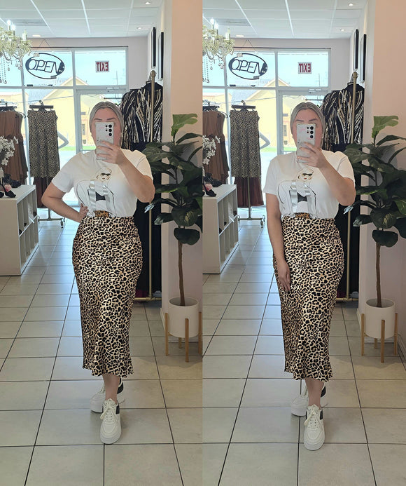 Aracely Satin Skirt Leopard