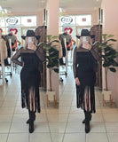 Frida Fringe Suede Skirt Black